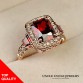 Top Quality Red Ruby Luxury Woman Ring Rose Gold Plated Perfect Cut Rectangle Crystal Ladies Engagement Ring Wholesale 18KRGP