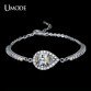UMODE Austrian Rhinestones Cup Chain and Micro CZ Pave 2 Carat Pear Cut CZ Bracelet White Gold Plated Jewelry for Women UB0042B32280408429