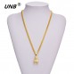 UNB 2017 New Gold-color Electrical Plug Shape Pendants Necklaces Men Women Hip Hop Charm Chains Iced Out Bling Jewelry Gifts